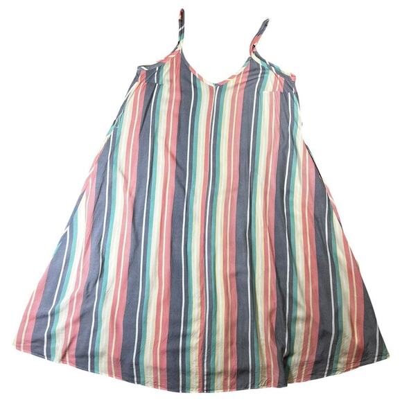 Torrid Midi Pastel Challis Striped Trapeze and Swing Dress Plus Size 2 2X 18/20 - Picture 8 of 8